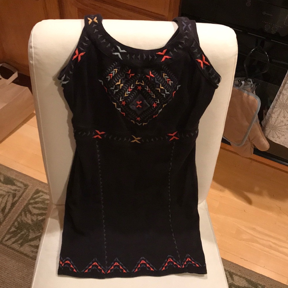 FREE PEOPLE RARE Black embroidered&cut out dress